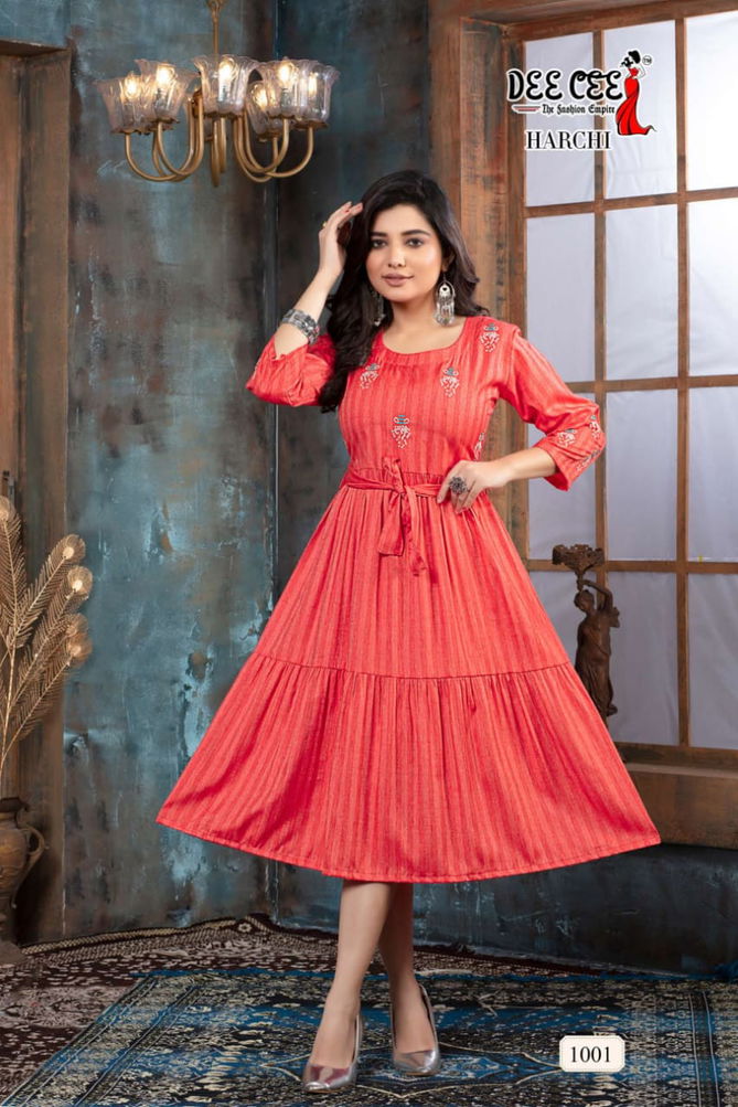 Harchi By Deecee Rayon Short Designer Kurtis Catalog